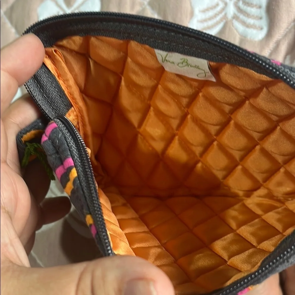 Vera Bradley Pink and Orange Cosmetic Bag with Geometric Pattern